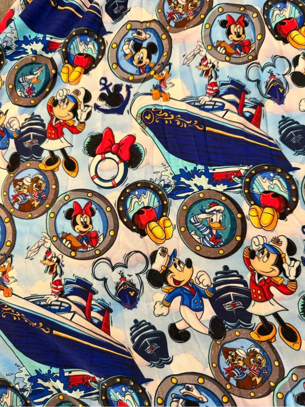 Disney Cruise Minnie & Mickey Print Blue Girls sleep dress